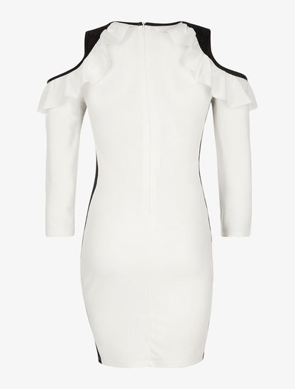 Robe côtés en dentelle - blanc - 2