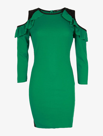 Robe côtés en dentelle - vert - 3
