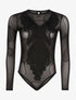 Body transparent à dentelle - noir - 1