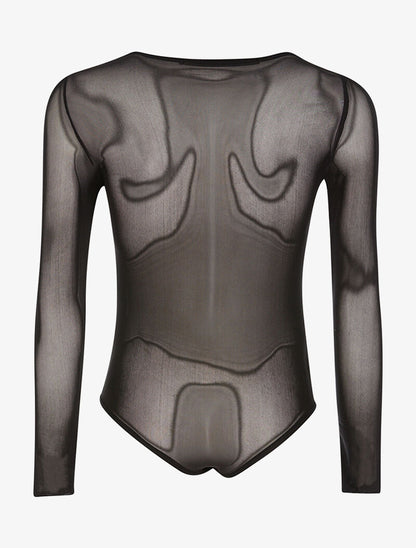 Body voile encolure frangé - noir - 2