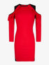 Robe côtés en dentelle - rouge - 3