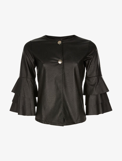 Veste manches volantées - noir - 3