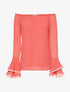 Top voile manches volantées - corail - 1