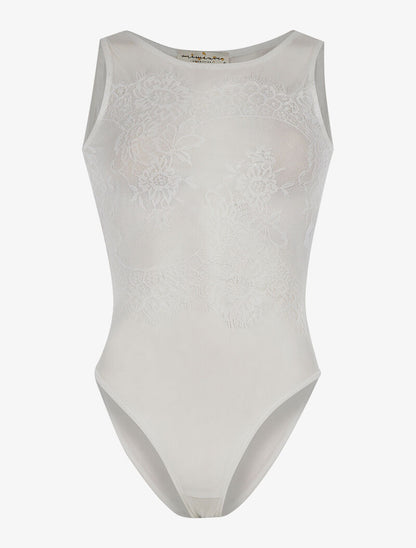 Body transparent buste dentelle - blanc - 3