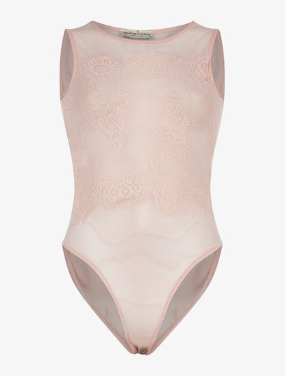 Body transparent buste dentelle - rose - 3