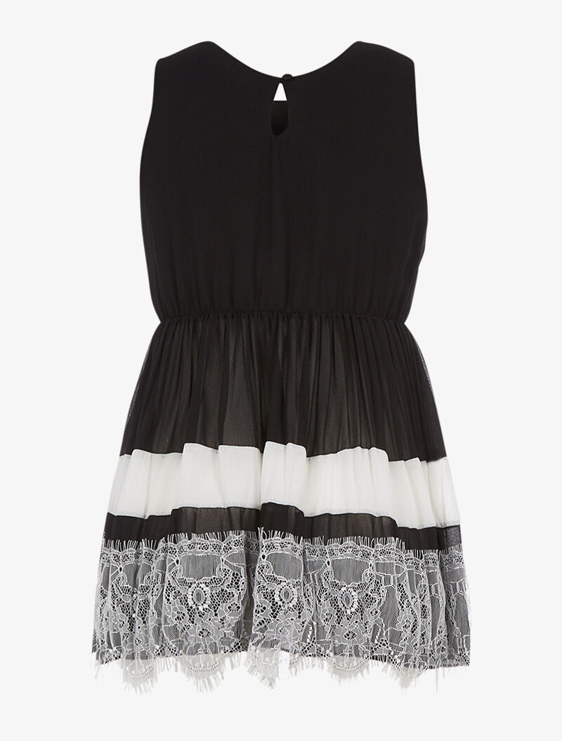 Top voile bas dentelle - noir - 2