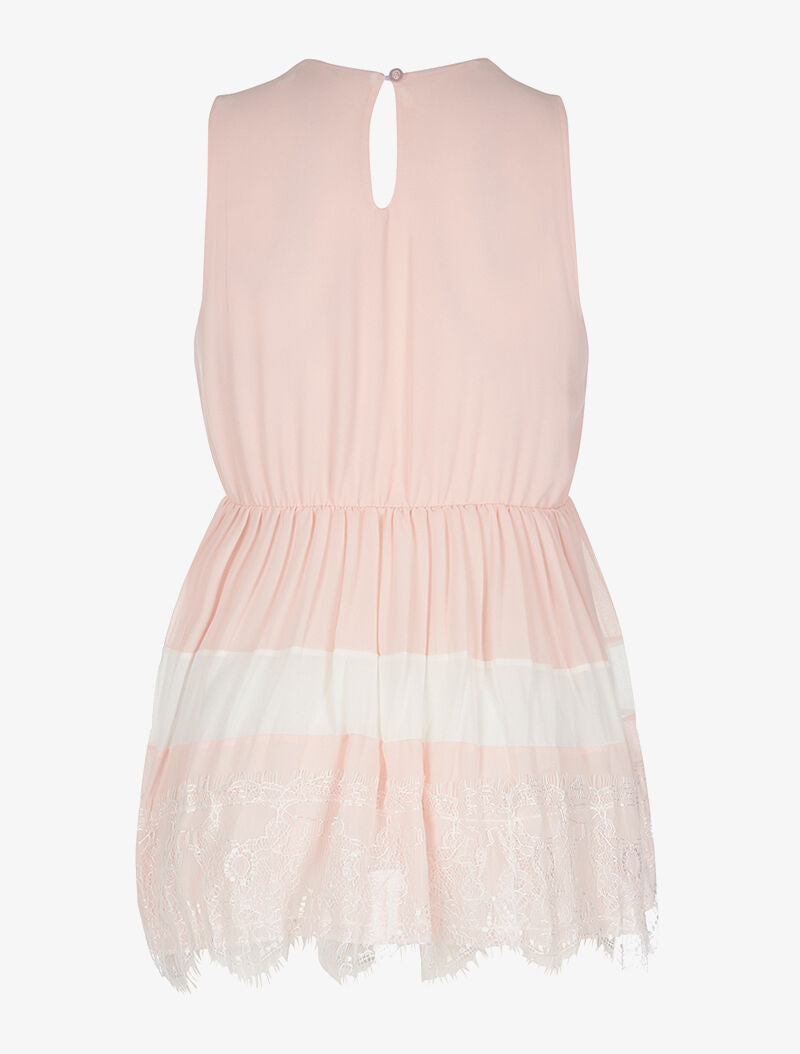 Top voile bas dentelle - rose - 2