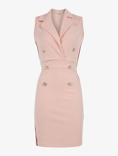 Robe bandes sur les côtés - rose - 3