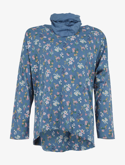Top ample et foulard - bleu - 1