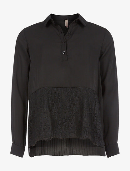 Blouse dos plissé - noir - 1