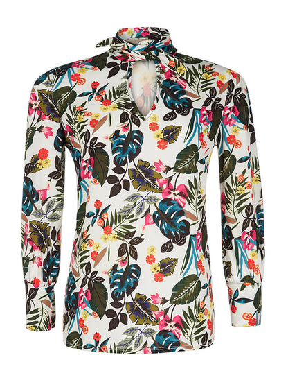 Blouse imprimée jungle - blanc - 1