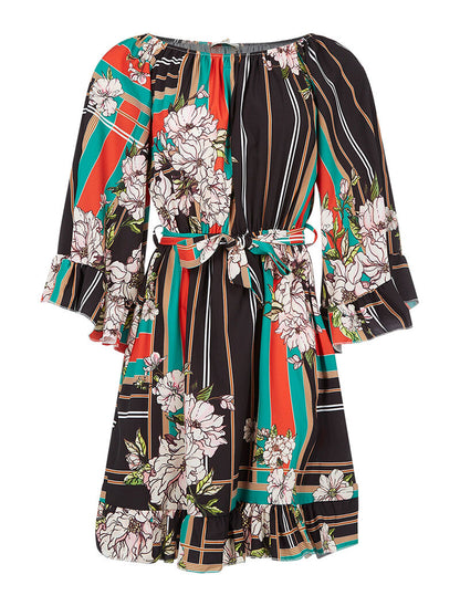 Robe volantée imprimée - noir - 3