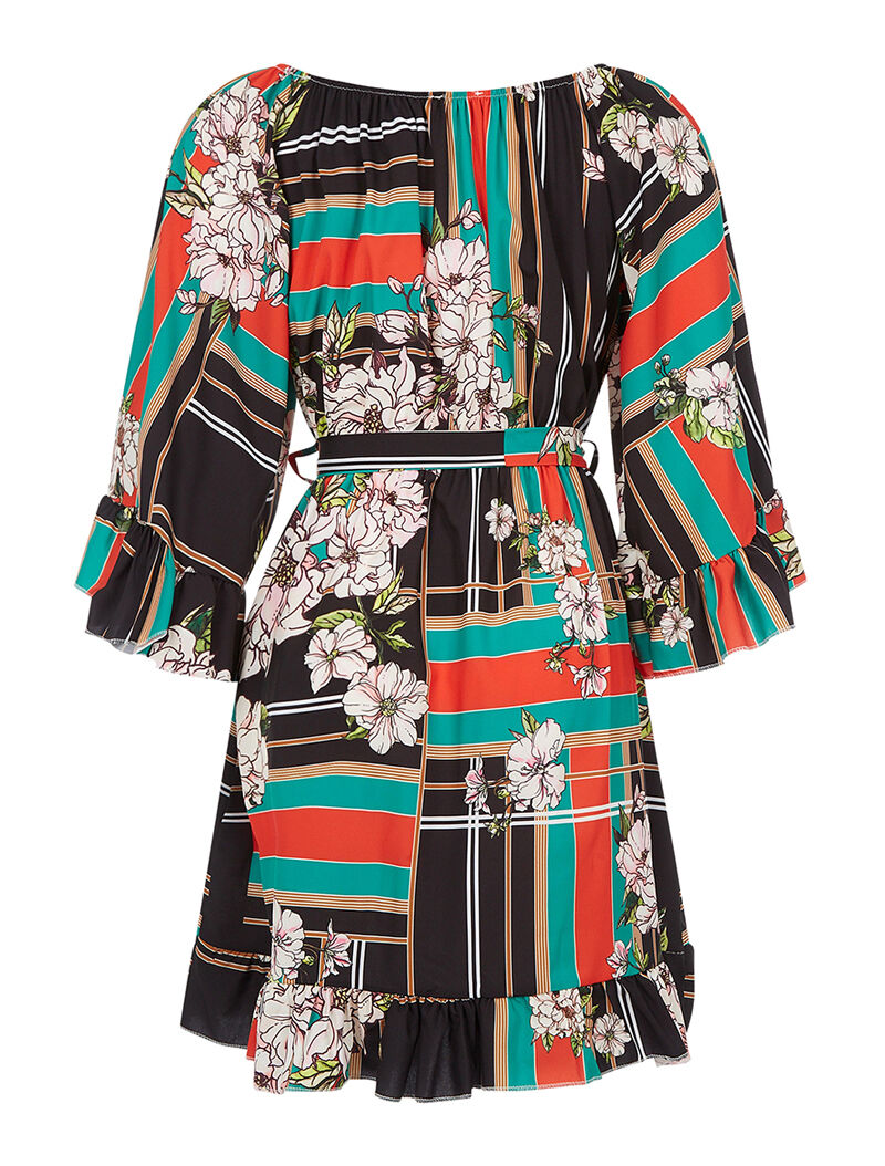 Robe volantée imprimée - noir - 2