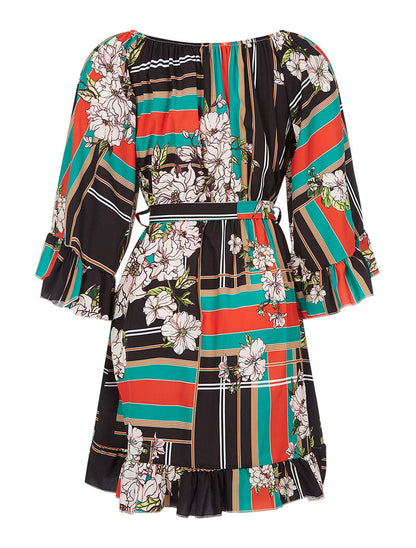 Robe volantée imprimée - noir - 2