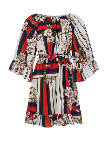 Robe volantée imprimée - blanc - 3