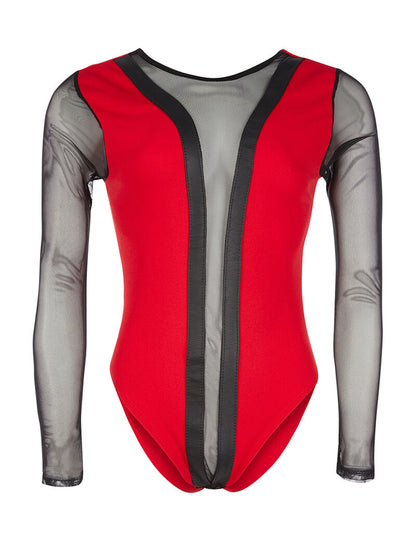 Body ligne transparente - rouge/noir - 3