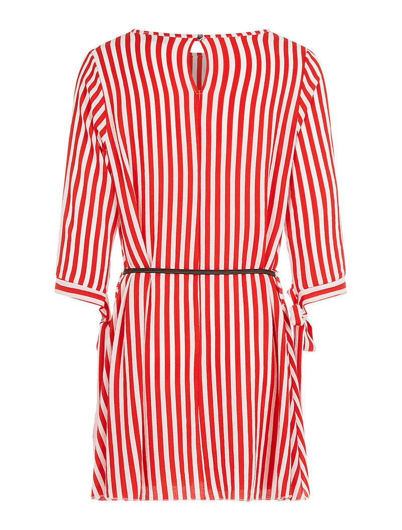 Robe chemise fine à rayures - rouge - 2