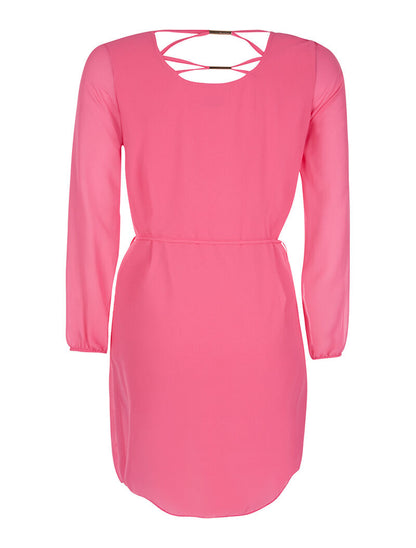 Robe dos lace out bijoux - fushia - 2