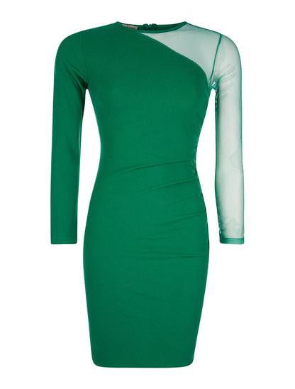 Robe à manche transparente - vert - 1