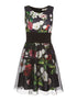 Robe imprimée bas en tulle - noir - 1