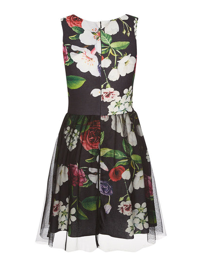 Robe imprimée bas en tulle - noir - 2