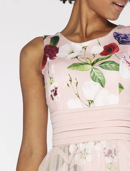 Robe imprimée bas en tulle - rose - 3