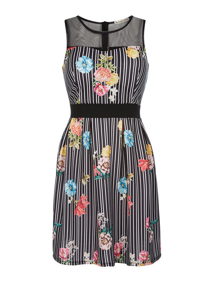 Robe imprimée à rayures - noir - 2