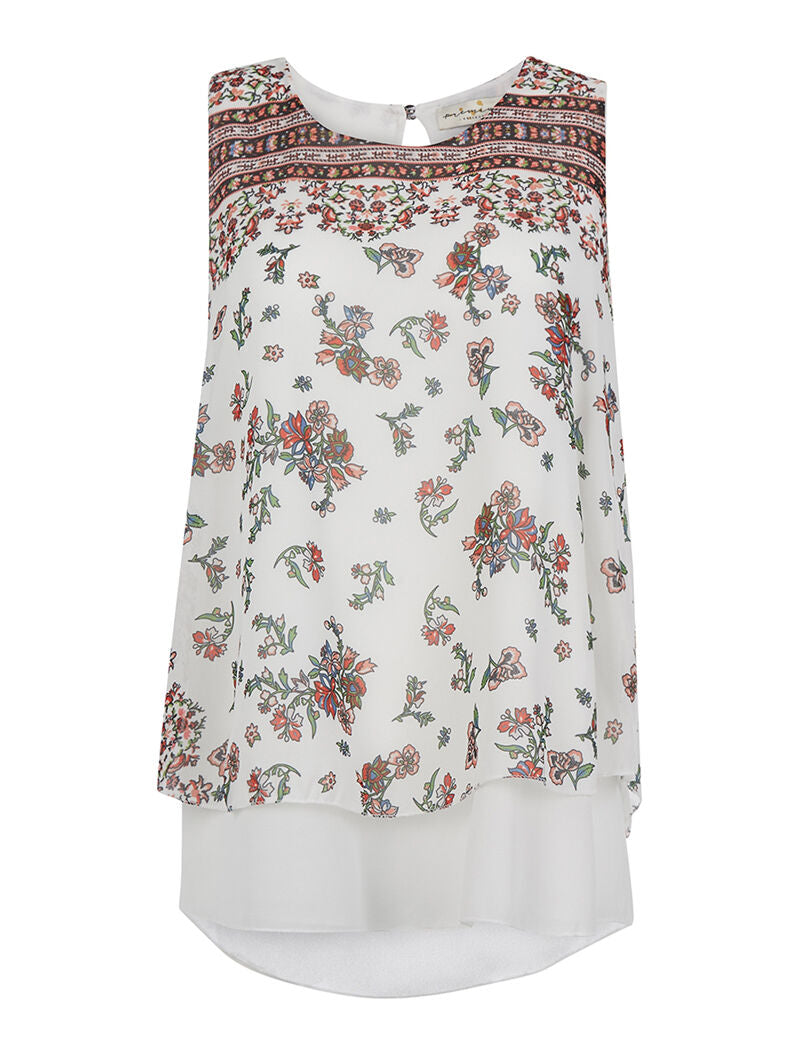 Débardeur imprimé doublure voile - blanc - 1