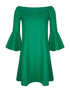 Robe coupe ample épaules nues - vert - 3