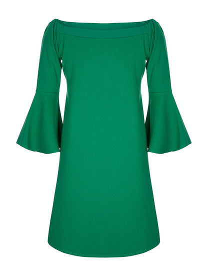 Robe coupe ample épaules nues - vert - 2