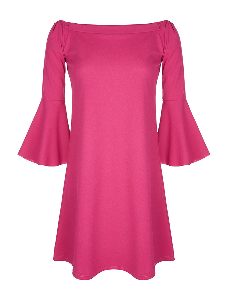 Robe coupe ample épaules nues - fushia - 1