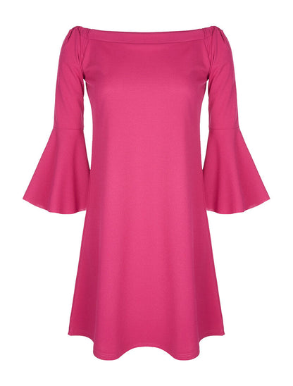 Robe coupe ample épaules nues - fushia - 1