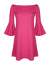 Robe coupe ample épaules nues - fushia - 1