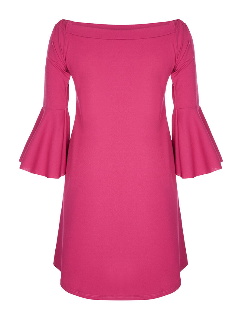 Robe coupe ample épaules nues - fushia - 2