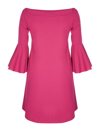 Robe coupe ample épaules nues - fushia - 2