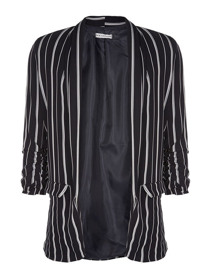 Blazer droit rayé - marine - 1