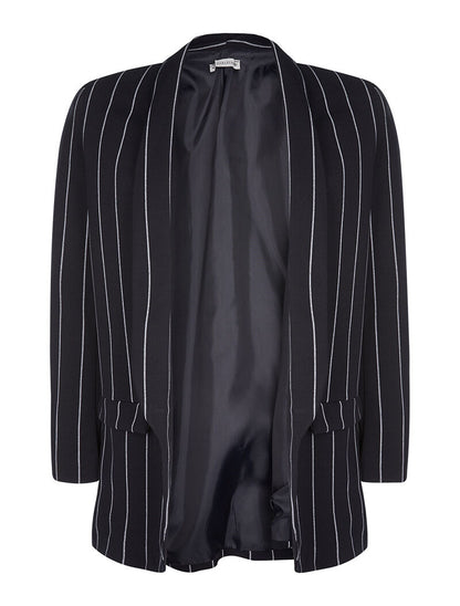 Blazer boyfriend rayé - marine - 1