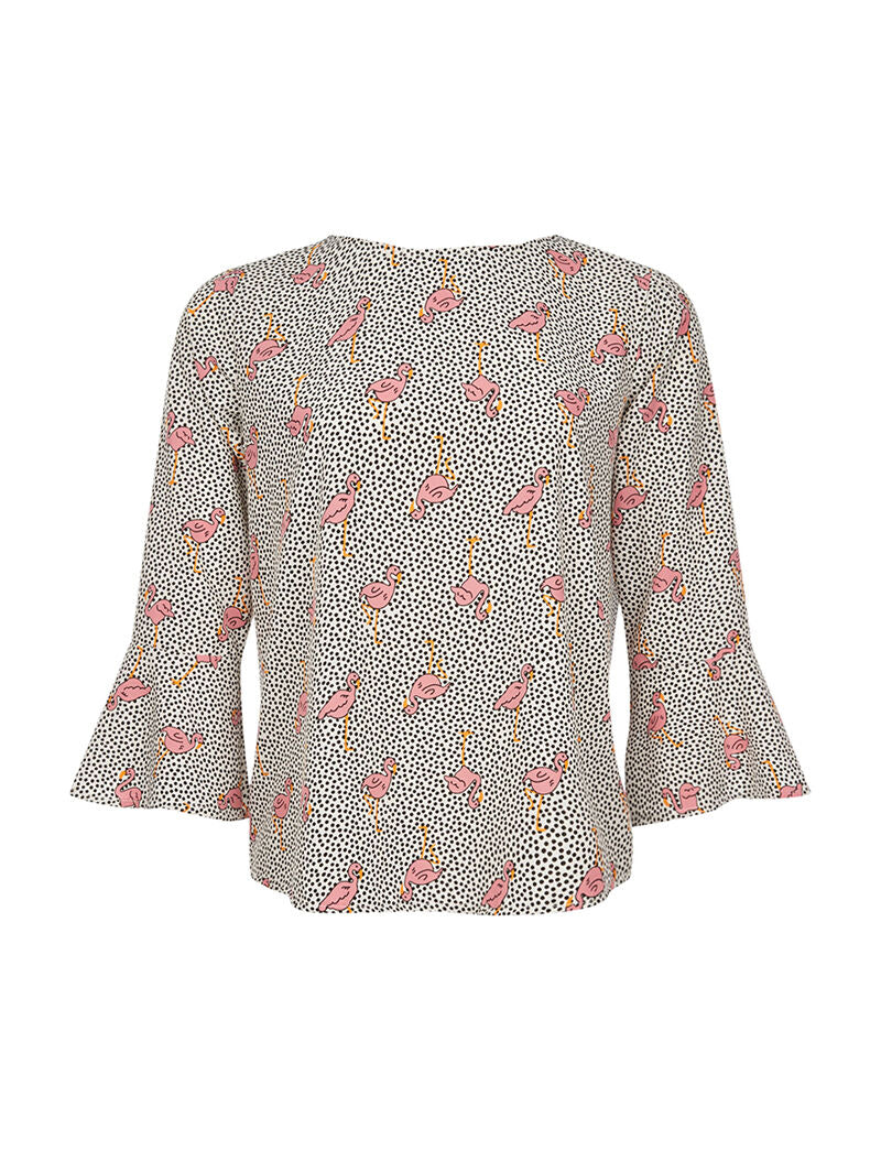 Chemisier flamants roses à nouer - blanc - 1