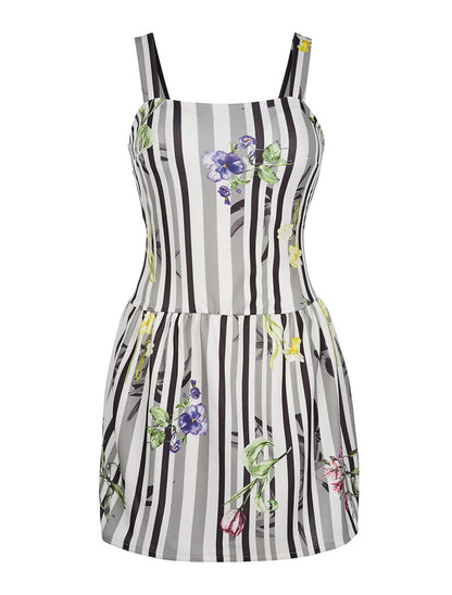 Robe imprimé et fleurs - noir - 6