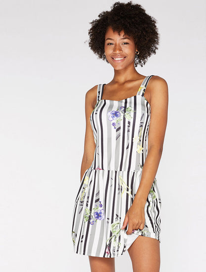 Robe imprimé et fleurs - noir - 3