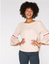 Top manches volantées à lignes sport - beige - 1