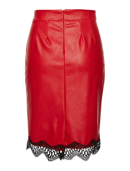 Jupe en simili bas dentelle - rouge - 2