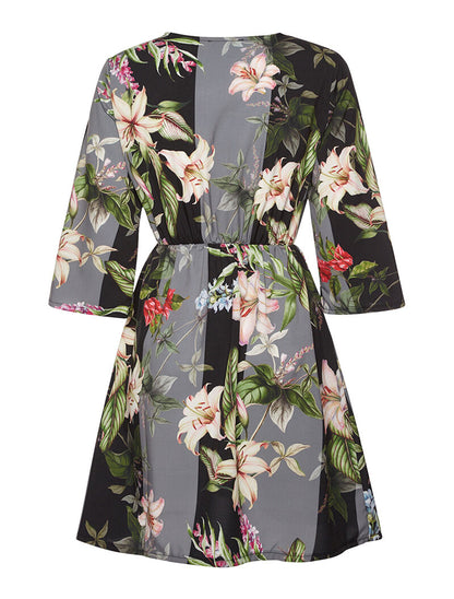 Robe imprimé coeur-croisé - noir/gris - 2
