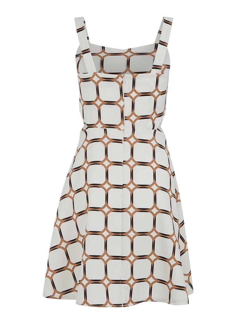 Robe motifs imprimés côtés ouverts - blanc - 3