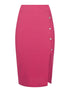 Jupe mi-longue boutonnée - fushia - 3