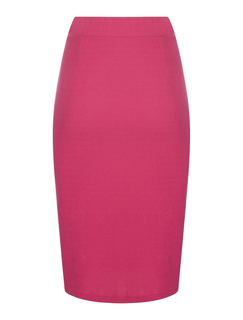 Jupe mi-longue boutonnée - fushia - 2