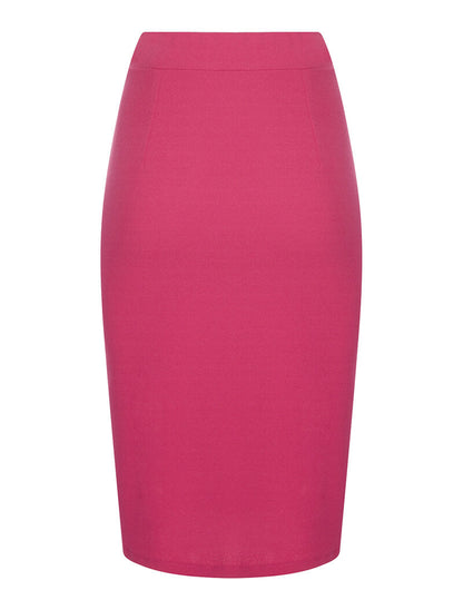 Jupe mi-longue boutonnée - fushia - 2