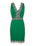 Robe bord à fleurs brodées - vert - 1