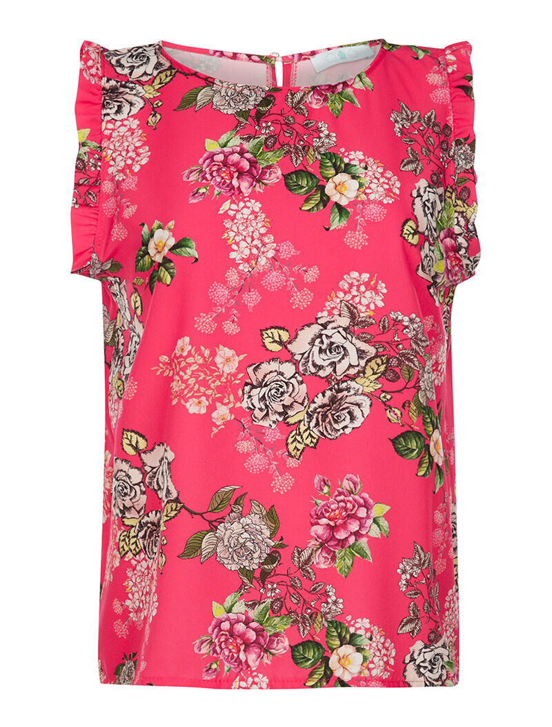 Top satin imprimé - fushia - 1