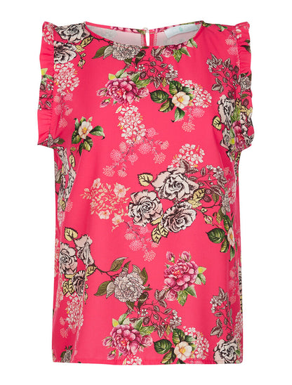 Top satin imprimé - fushia - 1